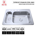 Drop-in cUPC Stainless Steel Topmount Corner Kitchen sink with Double Bowl